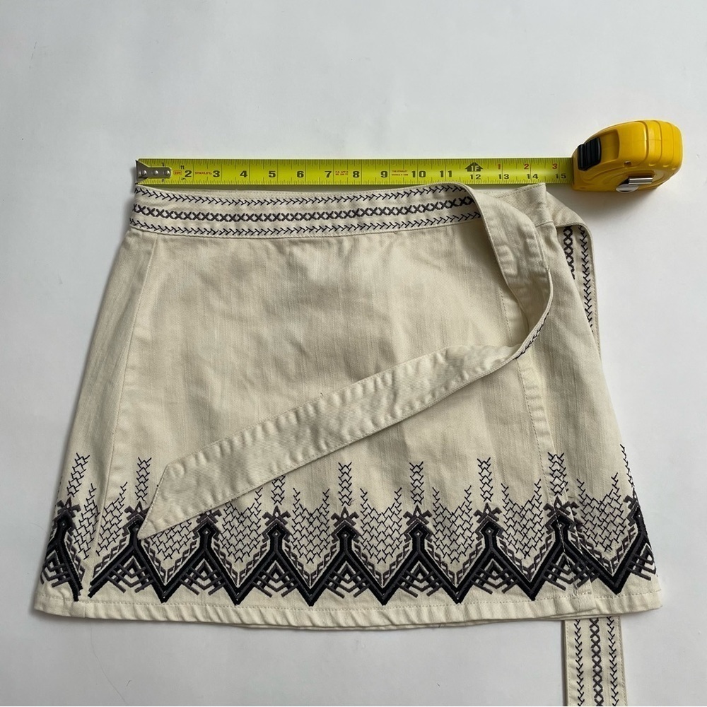 FREE PEOPLE canvas embroidered wrap skirt